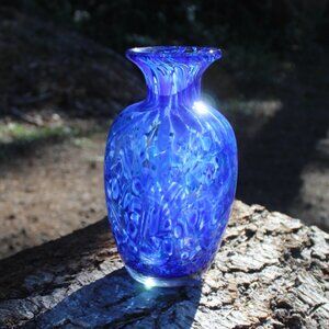 Vintage Cobalt Blue Glass Vase 9" Tall